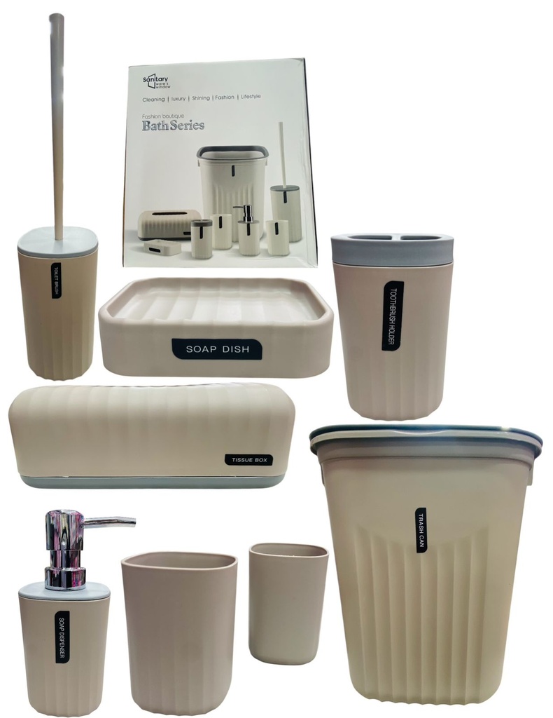 Set De Baño 8 Piezas Beige
