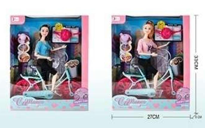 HW20008408 Muñeca Articulada Con Bicicleta
