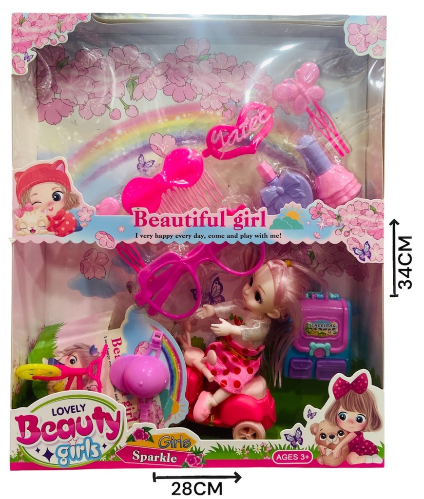 HW25159646 Muñeca Con Moto Y Accesorios