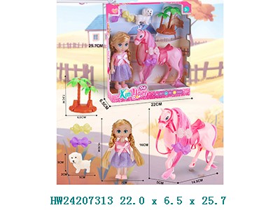 HW24207313 Muñeca con caballo y accesorios