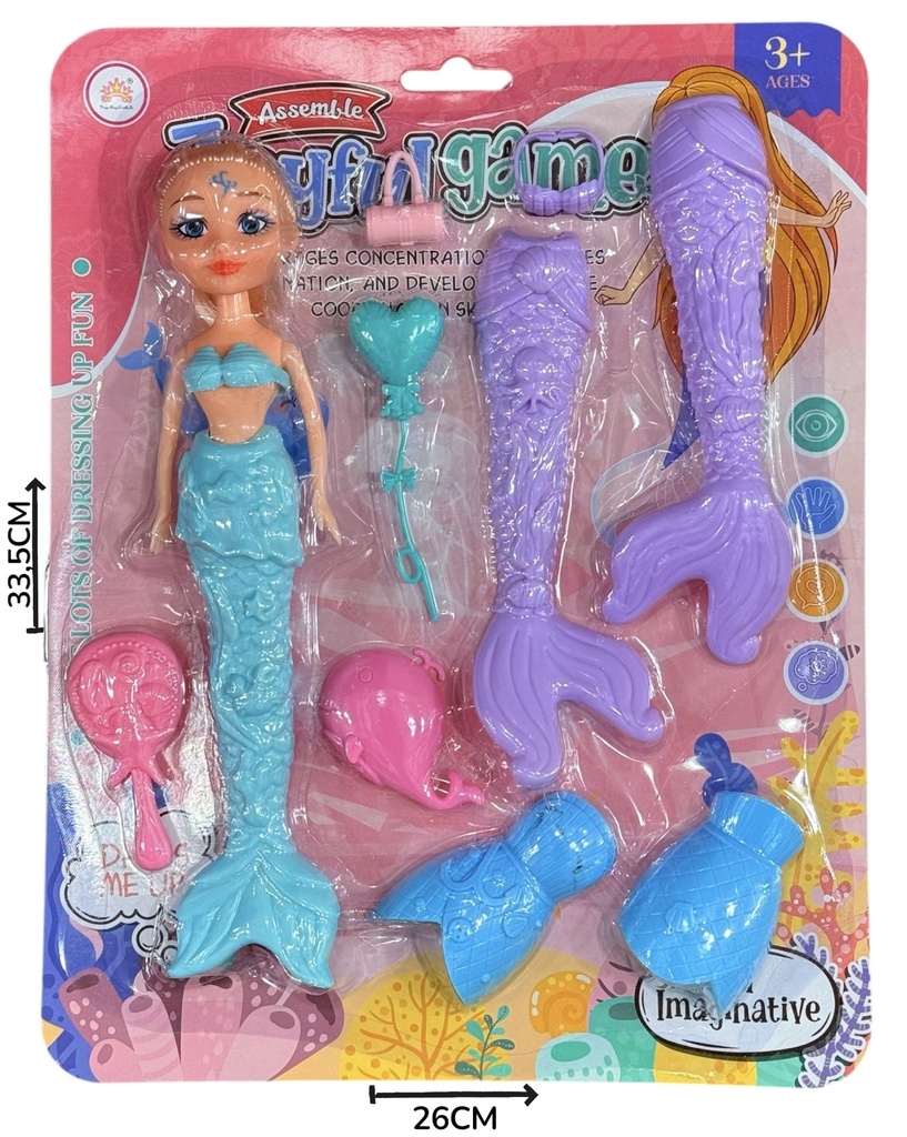 Muñeca Sirena Con Accesorios En Blister