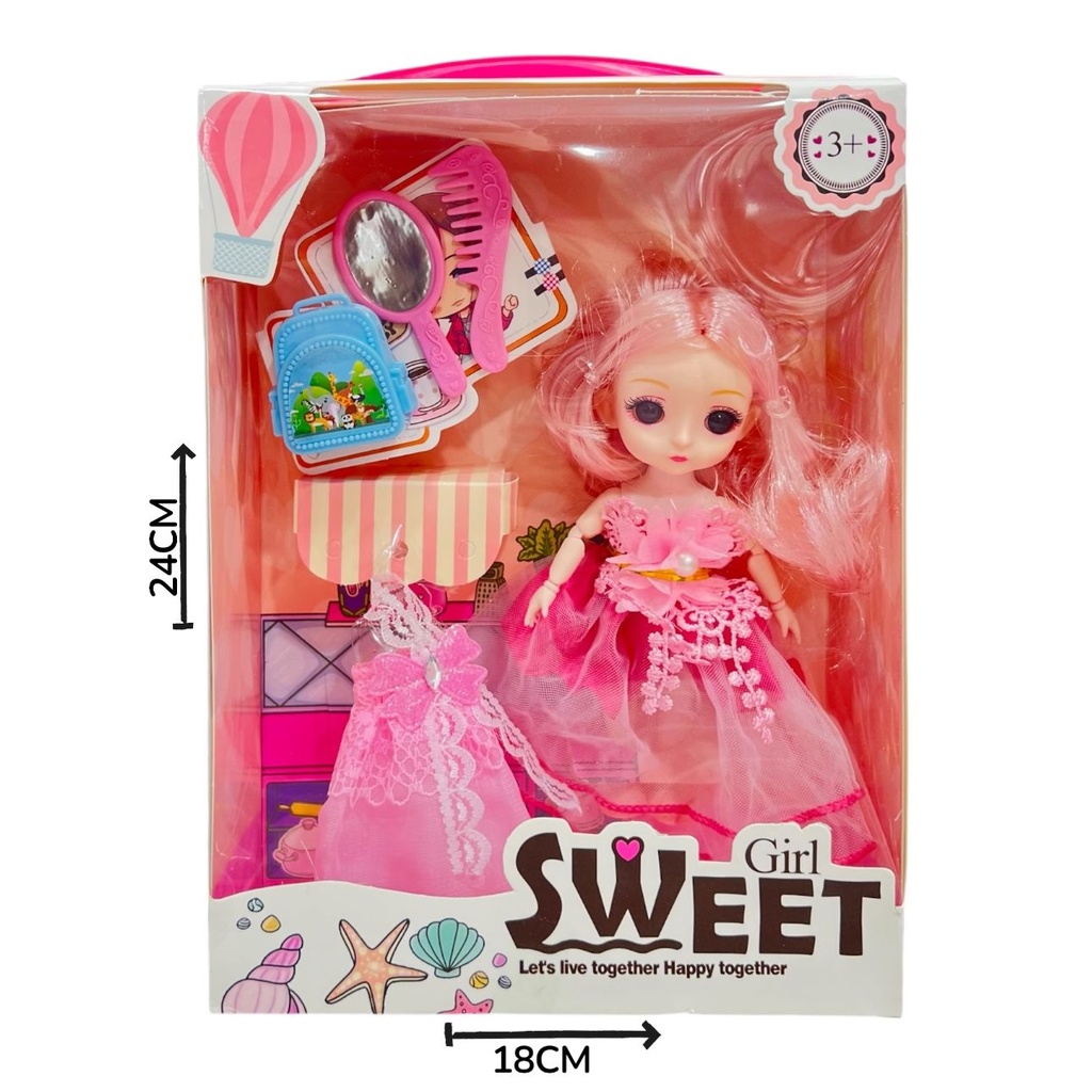 HWB222361 Muñeca Vestido Con Accesorios En Caja