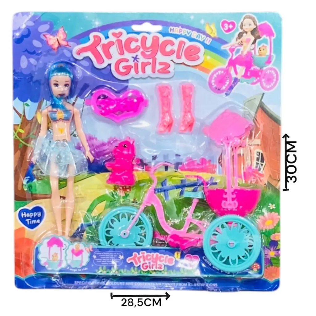 [624767] Muñeca con bicicleta y accesorios