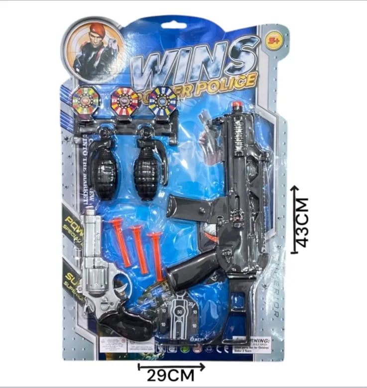 Ametralladora y pistola lanza dardos con accesorios