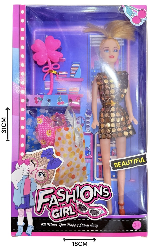 Muñeca Moda C/Accesorios Hwb208060