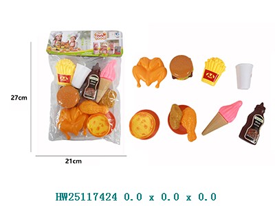 Set de comida rapida pollo y hamburguesa