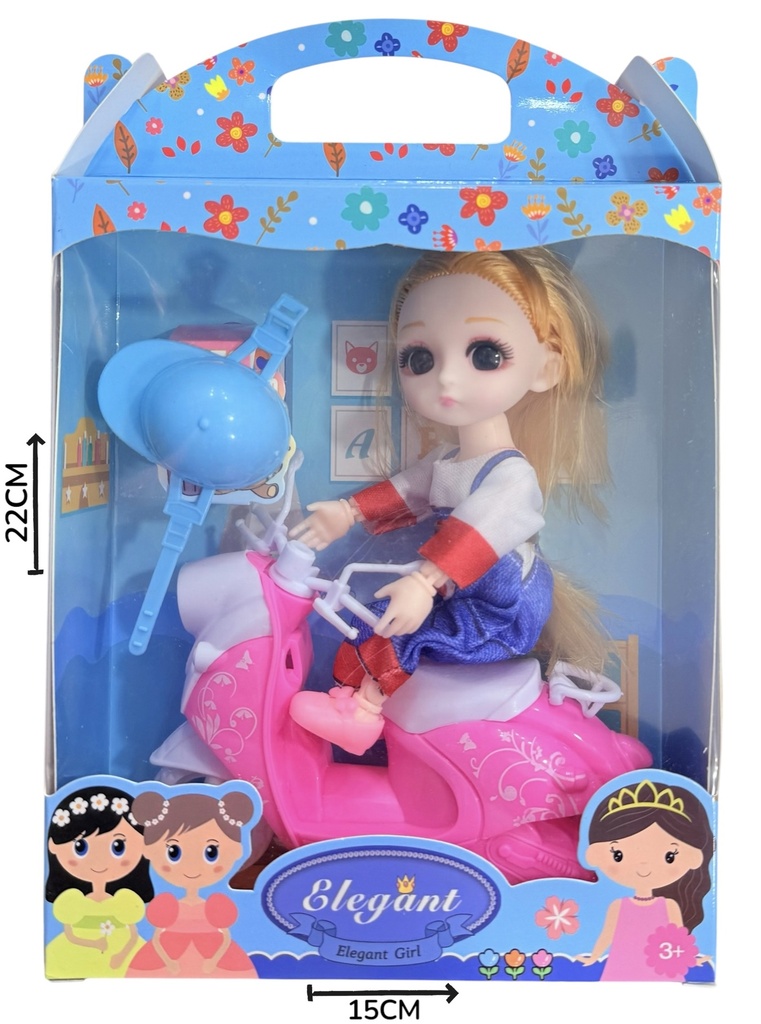 Muñeca En Motoneta Con Accesorios En Caja