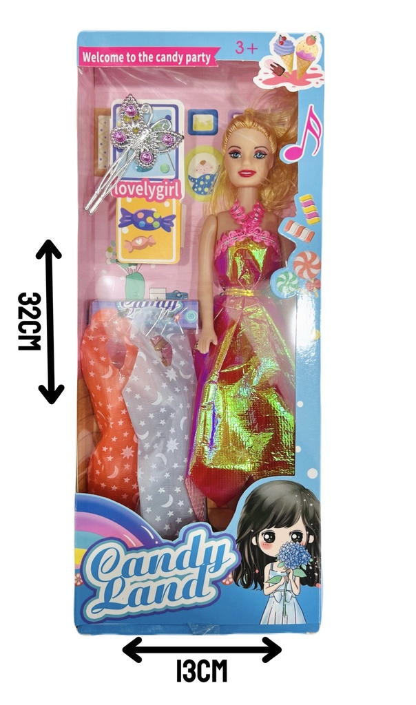 370178 Muñeca Con Vestidos Y Varita En Caja