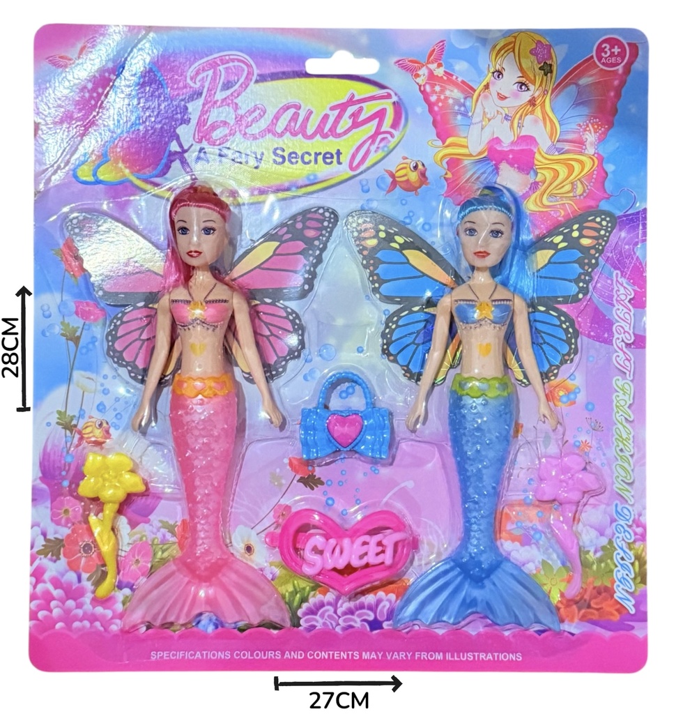 Muñeca Hada Sirena x2 Blister