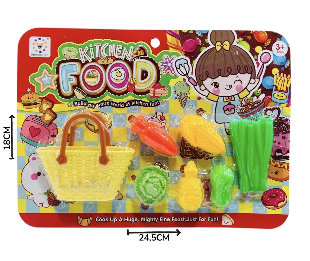 Set De Cocina Frutas Y Verduras Con Canasta