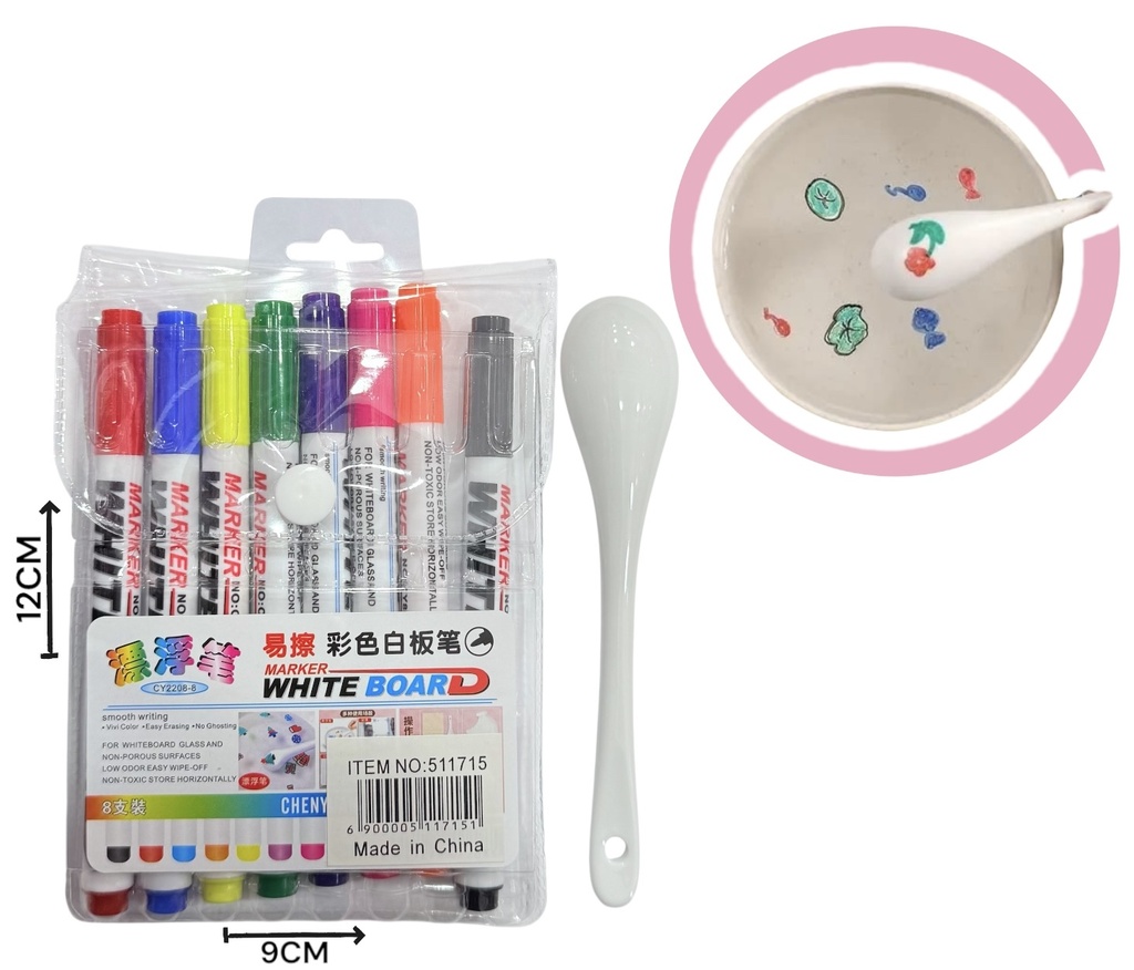 Marcadores para Dibujos Flotantes x8 c/Cuchara
