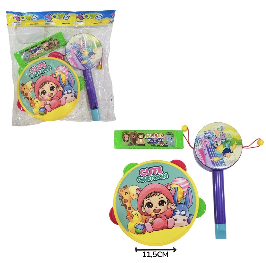 Pandereta Y Tamborcito Chino En Bolsa