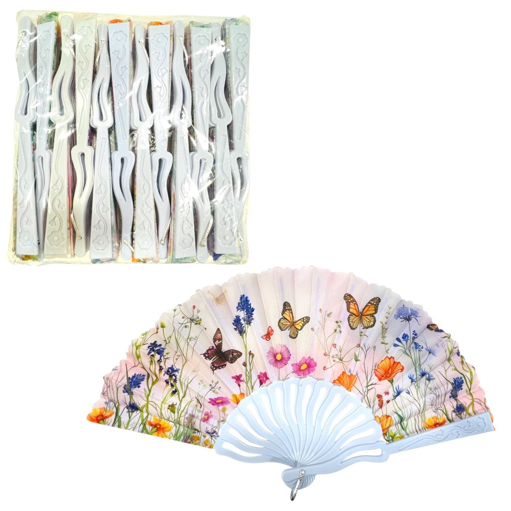 Abanico Con Flores 24CM